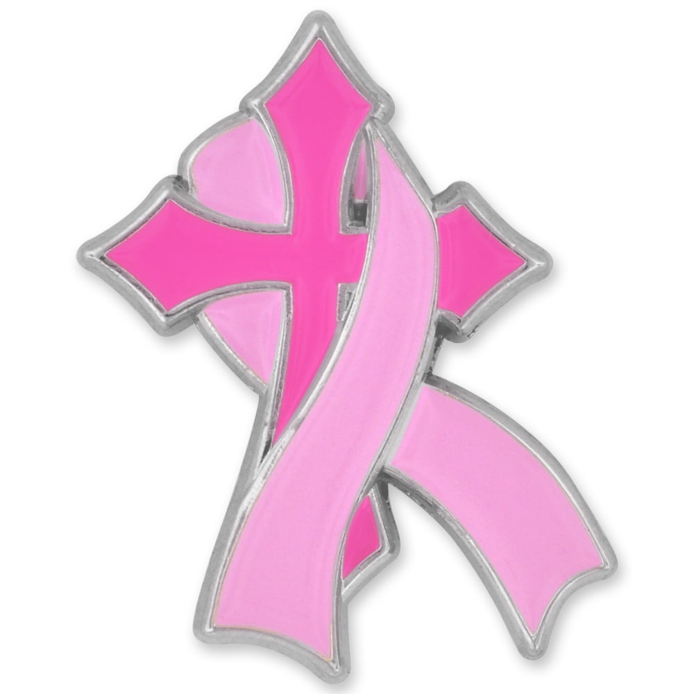 PinMart's Breast Cancer Awareness Heart Words Enamel Lapel Pin 