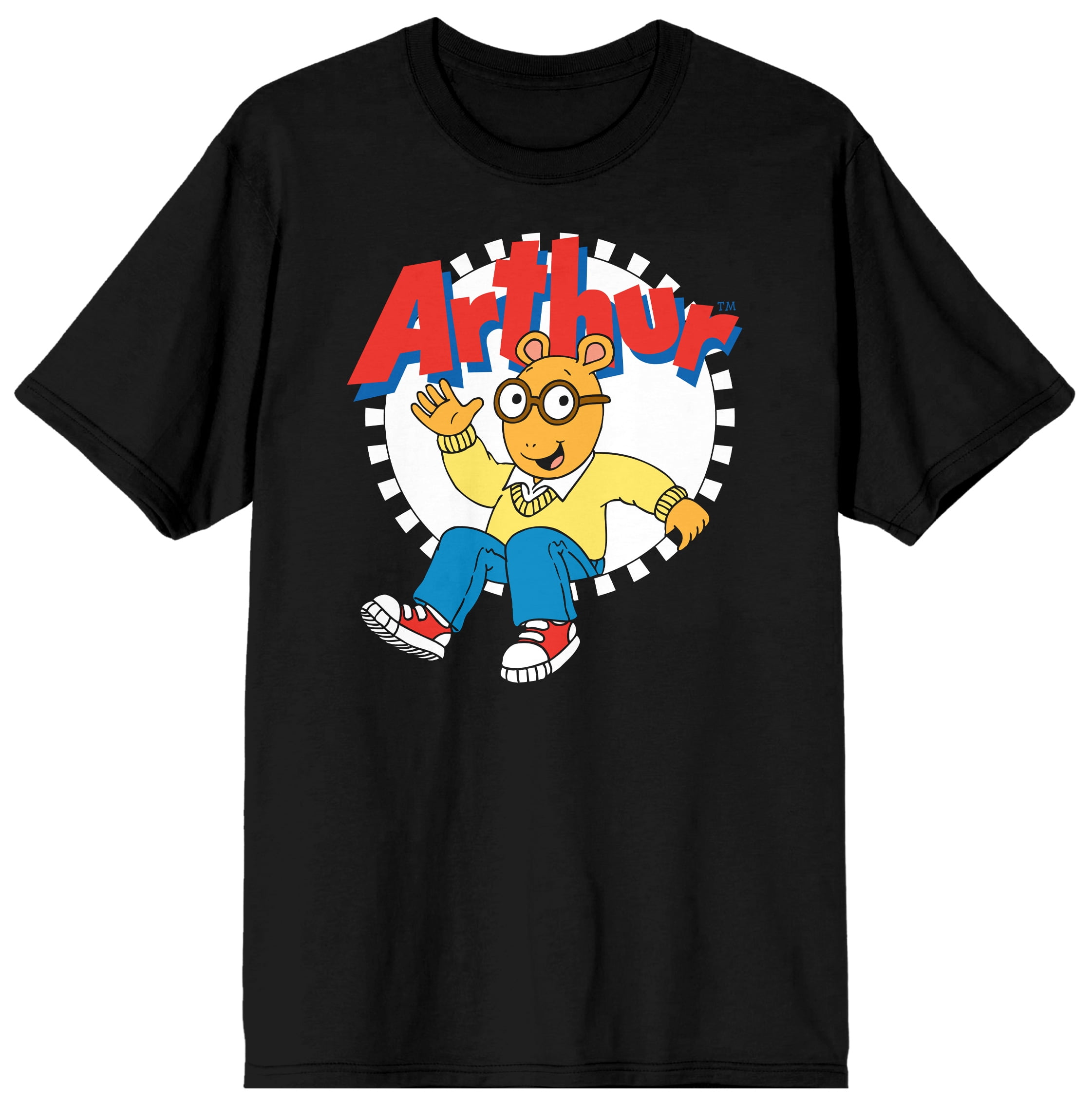 Arthur Cartoon Character A-Read Sitting Men's Black Graphic Tee Shirt-L -  
