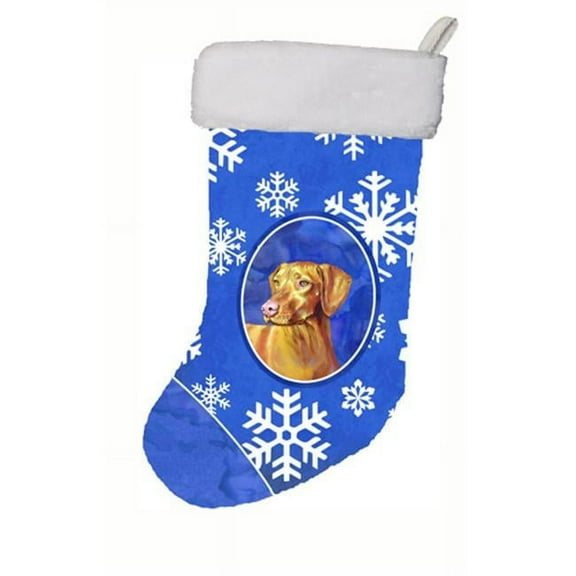 11 x 18 in. Vizsla Winter Snowflakes Snowflakes Holiday Christmas Christmas Stocking