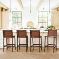 thumbnail image 7 of Dycanpo 26” Bar Stools Set of 4, Faux Leather Woven for Home Kitchen, Dark Brown, 7 of 7