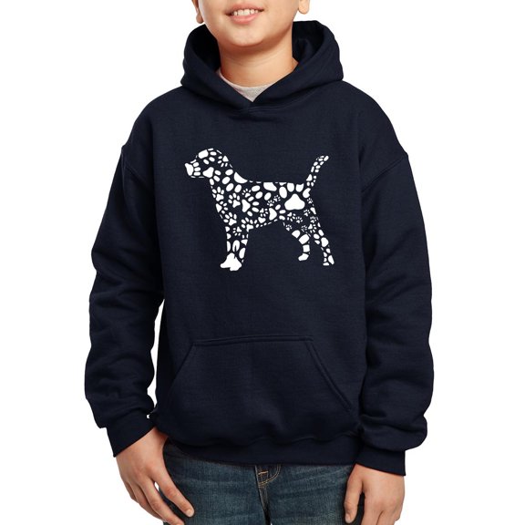 Boy's Word Art Hooded Sweatshirt - Dog Paw Prints