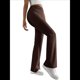 thumbnail image 2 of Pantalones Anchos de Pierna para Mujer, de Cintura Alta, para Estar en Casa, con Cintura Elástica, para Otoño e Invierno, Informales, de Punto Marrón XL, 2 of 9