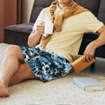 thumbnail image 3 of Mens Pajama Pants - Soccer Football Ball Goal Blue Sleep Shorts Mens Pajama Shorts, Comfy Pj Pants for Mens Lounge Shorts, 3 of 5