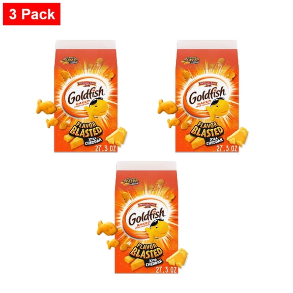 Goldfish Flavor Blasted Xtra Cheddar Cheese Crackers 27.3 oz - 3 Pack