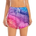 thumbnail image 2 of Vsdgher Rainbow Glitter Cute Athletic Shorts for Women, Women's Running Double Layer Shorts, High Waisted Yoga Shorts, Workout Athletic Shorts-X-Large, 2 of 7