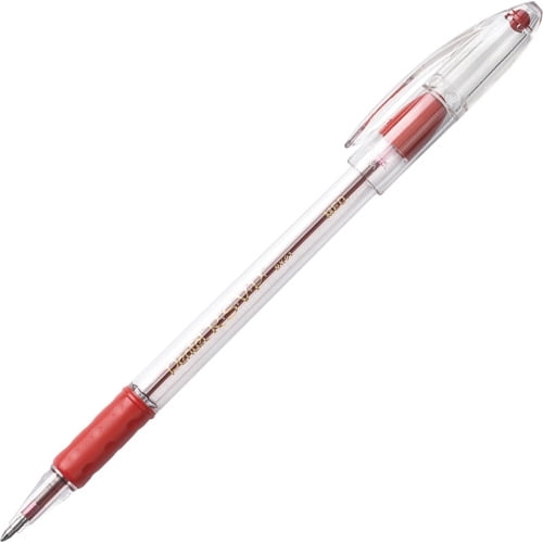 Pentel RSVP Stick Pen Medium Pen Point - Refillable - Red - Clear Barrel - 1 Dozen