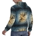 thumbnail image 6 of Kdxio Vintage Compass Print Mens Casual Hooded Collar Drawstring Hoodies Pullover Sweatshirts Casual Long Sleeve Shirts-Medium, 6 of 7