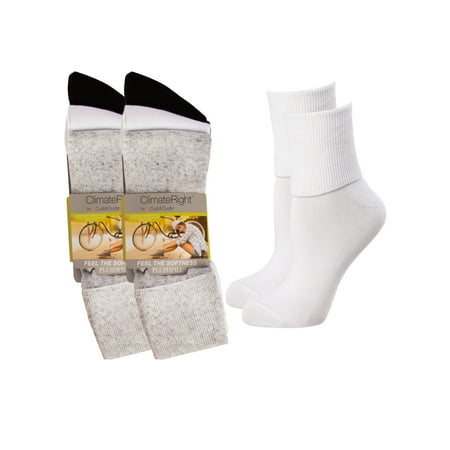 Turn Cuff Socks Women Cuddl Duds Socks (6 Pairs) ClimateRight Womens Socks: Plushfill Turn Cuff Soft Socks, Socks Women, Ladies Socks, Teen Girls Socks ()