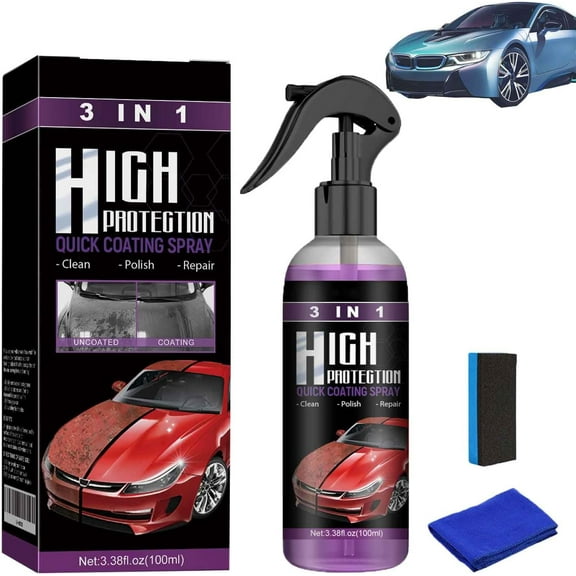 Kicklo 3-in-1 Quick Ceramic Coating Spray - Rapid Paint Sealant & Scratch Repair Wax, Nano Protection for All Car