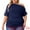 Dark Blue, variant on Unique Bargains Women Plus Size Tops One Shoulder Short Sleeve Ruched Basic Blouses 1X Black