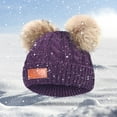 thumbnail image 4 of NEW 1-11 Years Old for Girls Boys Kids Winter Beanie Hat Warm Knit Thick Ski Cap with Fluff Ball Children's Double Hair Ball Hat Purple, 4 of 7