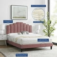 thumbnail image 5 of Platform Bed Frame, Twin Size, Velvet, Pink, Modern Contemporary Urban Design, Bedroom Master Guest Suite, 5 of 10