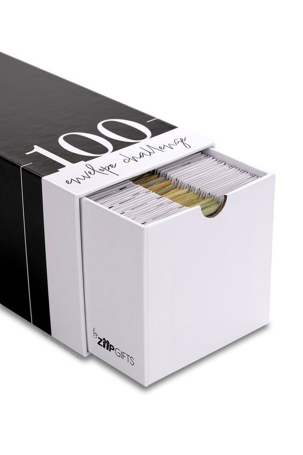 ZipGifts 100 Envelope $5,050 Money Saving Challenge Kit | 108 Premium Card Stock Cash Stuffing Envelopes w/Clear Plastic Window, $ Stickers, 3 Goal/Mark-off Sheets, & Drawer Box (Dots & Lines)