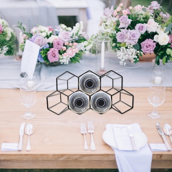 TAILTOSS Honeycomb Wine Rack Black Metal Wine Holder for Home Counter and Table Storage