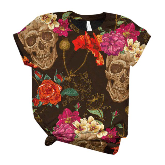 De Camiseta blusa con estampado 3D de manga corta para mujer de talla grande