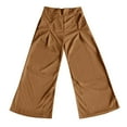 thumbnail image 4 of Bmisegm Women's Casual Flare Pants Stylish Wide Leg Trousers with Button Detailing for Work and Everyday Wear Brown M, 4 of 4