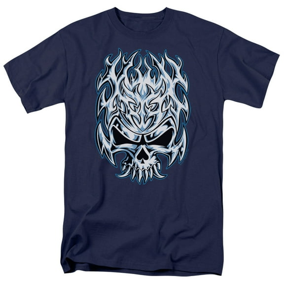 Flaming Chrome Skull Officially Licensed Adult T Shirt