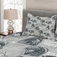 thumbnail image 3 of Ambesonne Grey Quilted Coverlet 3 Pcs, Horse Royal Animal Retro, Queen Size, Grey White, 3 of 3
