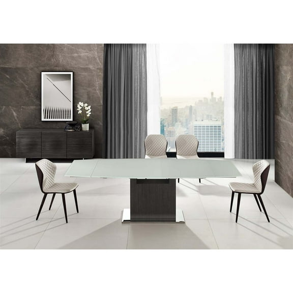 Casabianca Olivia Manual Dining Table with Gray Oak Base and White Top
