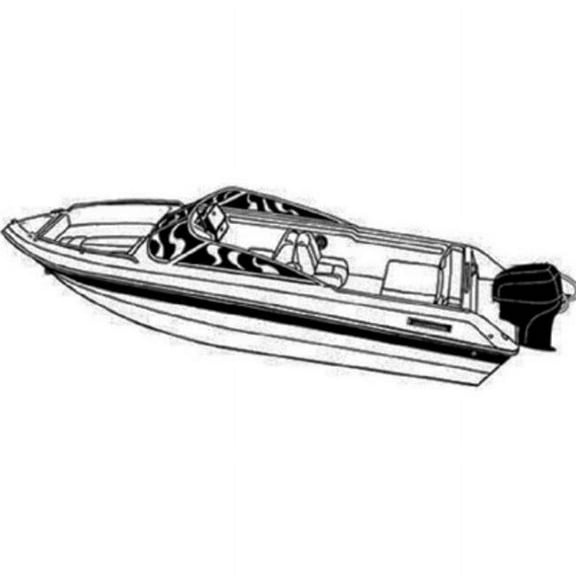 Carver CRV77019F-10 19 O-B Vhull Runabout Boat Cover with Windhsield & Bow Rails - Slate Gray