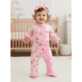thumbnail image 5 of Gzhioc Baby Girl Birthday Romper Ruffles Cake Bow Print Long Sleeve Zip Up Jumpsuit Bow Headband, 5 of 9