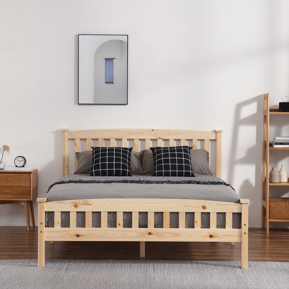 Lowestbest Full Wood Platform Bed with Headboard, Wood Slat Support, Wood Color Lowestbest Full Wood Platform Bed with Headboard, Wood Slat Support, Wood Color
