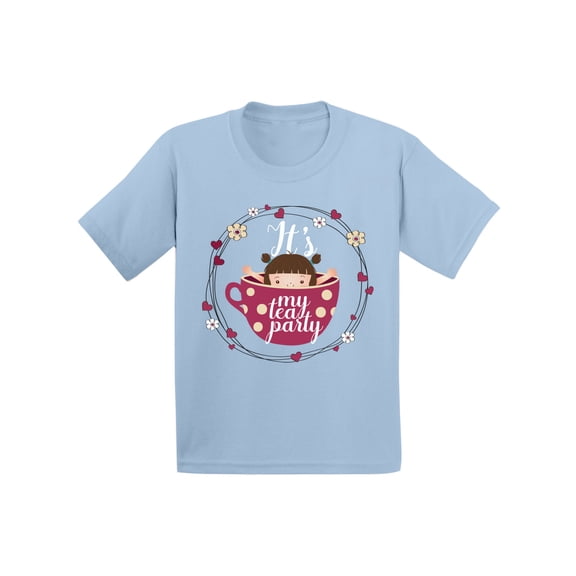 Awkward Styles Tea Party Shirt for Infant Tea Party Gifts Cute Tea Cup Tshirt for Kids It's My Tea Party T shirt Girls Themed Party Shirts Funny Birthday Gifts Little Girl in the Tea Cup T-shirt