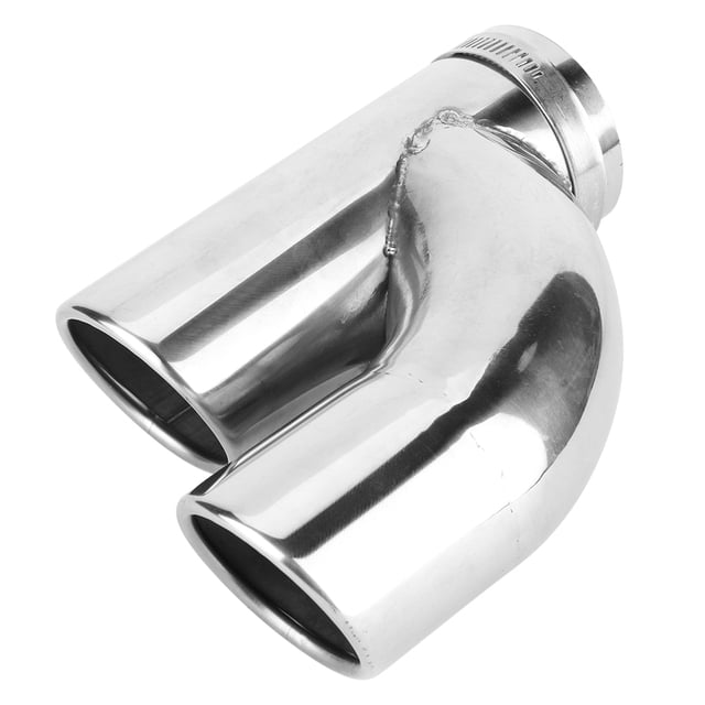 A2008 Universal Car Exhaust Pipe Trim Tip Circular Oblique End Double Out Rear Tail Throat 62MM