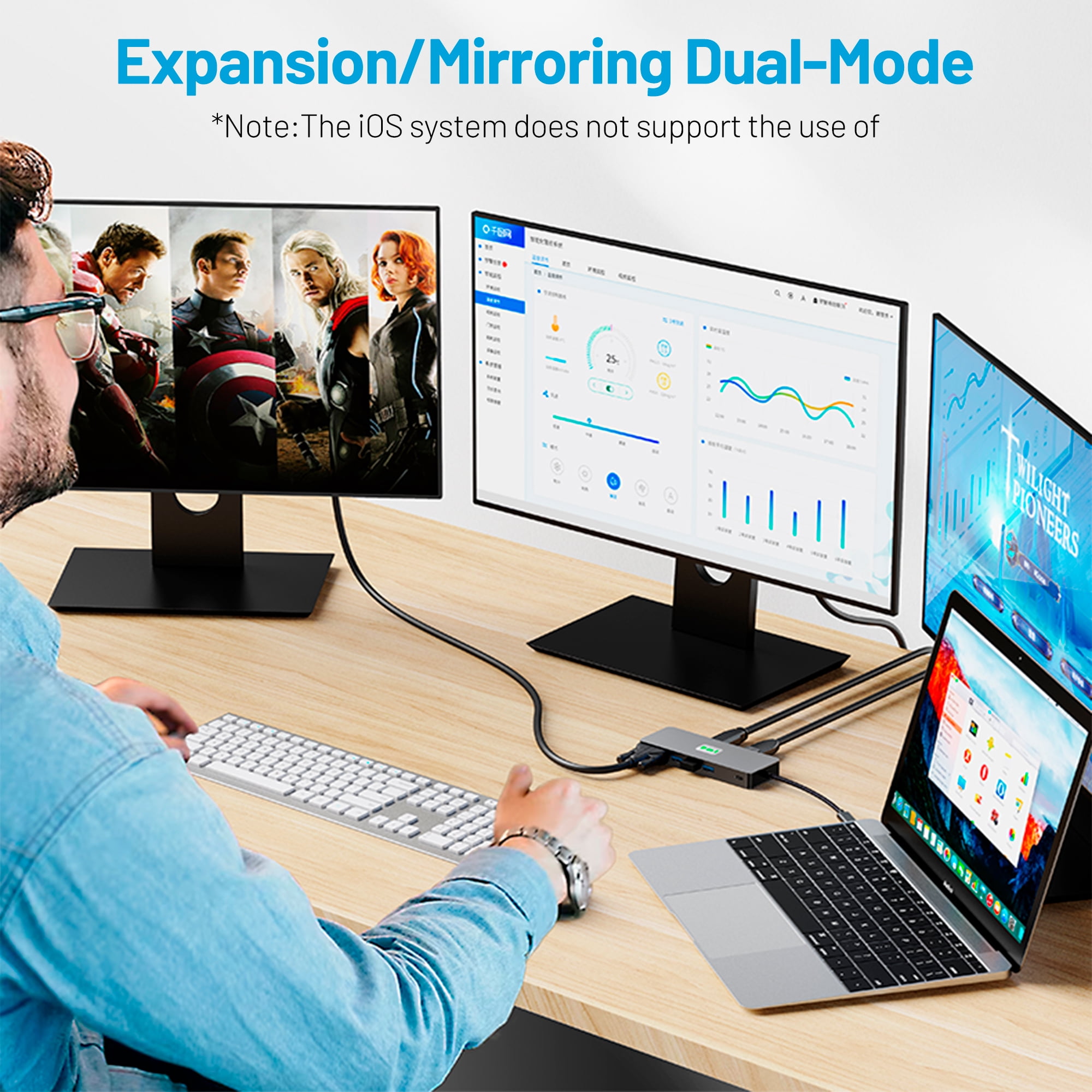 USB C Hub Ethernet Multiport Adapter, 11-in-1 USB C Docking Station 4K HDMI, 100W PD, 2 USB 3.2, 10Gbps LAN USB C Dongle, SD/TF Reader USB C Dock for Dell/HP/Lenovo iPad