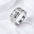 thumbnail image 5 of 1 Carat Moissanite Ring for Men D Color VVS1 925 Sterling Silver Round Cut Moissanite Engagement Rings Simulated Diamond Ring Lab Created Diamond Ring, 5 of 6