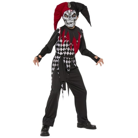 Evil Jester Boys Demon Evil Clown Child Red Black Halloween Costume