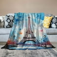 thumbnail image 2 of COMIO Excellent Hand Feel Paris Eiffel Tower Flannel Blanket White, 2 of 6