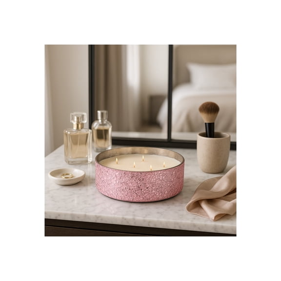 Decorative Glass Bowl Scented Candle for Men and Women - Boho Casual Votive Candle for Outdoor and Indoor Area - Stylish Small Candle for Living Room, Bedroom Accent, or Bathrom Decor - 3", Pink