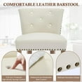 thumbnail image 4 of Aulife Counter Height Barstool Set of 2, Genuine Leather Thickened Seat Barstools with Backs & Solid Wood Legs,for Kitchen Island, Dining Room, 4 of 7