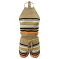 thumbnail image 4 of Two Piece Set for Women Summer Crochet Knit Vacation Beach Outfits Crop Top Shorts Matching Sets, 4 of 4
