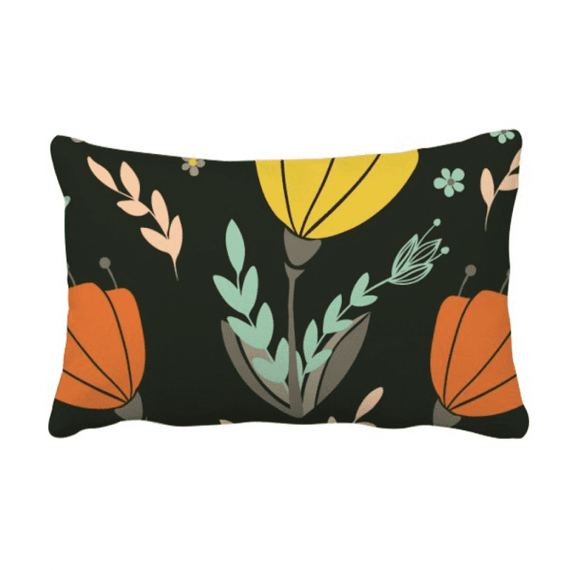 Yellow Orange Flower Paint Throw Pillow Lumbar Insert Cushion Cover Home Decoration