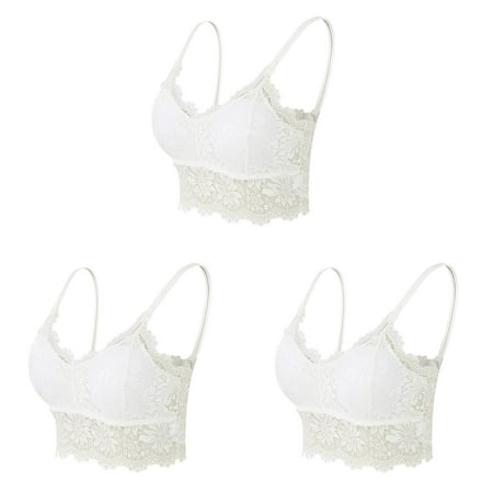 Pack Sports Bras for Women Crop Wire Bra Lingerie Women Bras Plus Size Front Close Sexy V Neck Underwear Sports Bras Women Lingerie without Chest ceangrtro White (3Packs) White (3Packs)