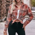 thumbnail image 6 of Towmus Womens Flannel Plaid Shirts Oversized Lightweight Long Sleeve Lapel Buffalo Plaid Button Down Shirt Blouse Tops, 6 of 7