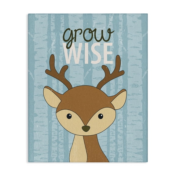 Stupell Industries Grow Wise with Deer Animals Painting Wrapped Canvas Canvas Art Print Wall Art, 16 x 20