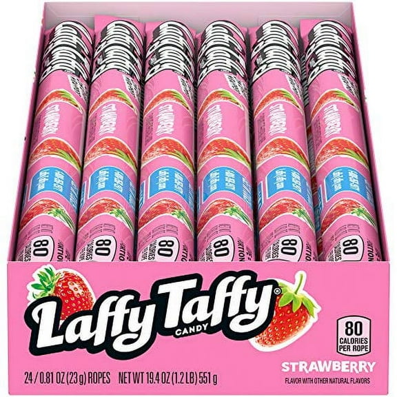 Laffy Taffy Strawberry Rope Chewy Candy 0.81oz (Box of 24)