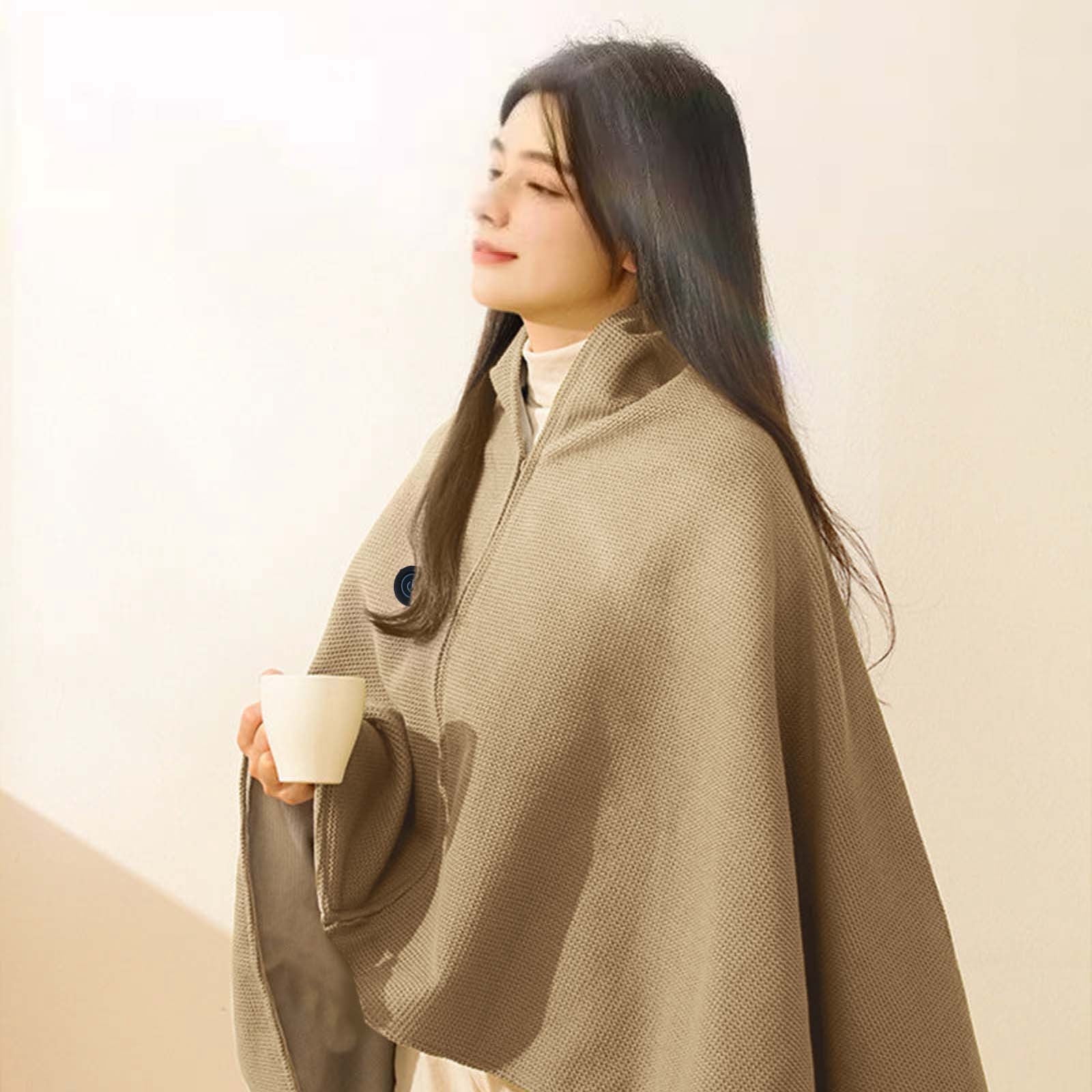 Heated Shawl Wraps for Women, Portable Heated Blanket, Portable Soft Cordless Electric Heated Blanket with Zipper