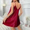 thumbnail image 6 of LYEAA Elegant Nightgowns for Women Sleeveless Cozy Summer Sling Short Night Gowns Chemise Solid Crew Neck Backless Loose Casual Soft Pajamas Sleepwear Loungewear Fashion Women's Nightdress Red L, 6 of 6