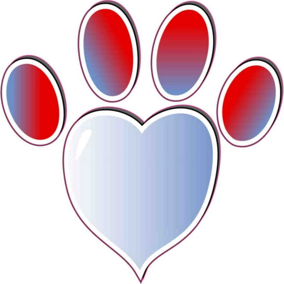 3 x 3 Blue and Red Paw Print Bumper Sticker Vinyl Vehicle Stickers
