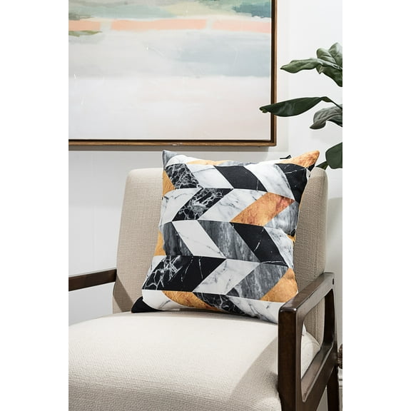 Ada Home Decor Decorative Square Throw Pillow 16" x 16", Marble Chevron Printed