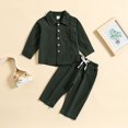 thumbnail image 3 of GYRATEDREAM Toddler Baby Boys Clothes Set Button-Down Shirt Tops + Cotton Linen Long Pant Fall Outfit 2PCS with Pockets 6M-4T, 3 of 4