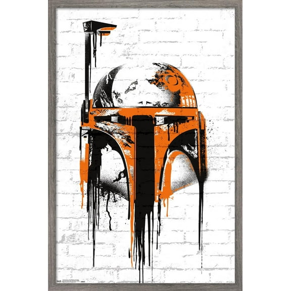 Star Wars: Saga - Boba Fett Black And Orange Wall Poster, 22.375" x 34", Framed