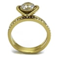 thumbnail image 3 of IP Gold(Ion Plating) Stainless Steel Ring with AAA Grade CZ in Clear for Women Clear Stone Color Style TK2295 Size 8, 3 of 4