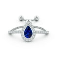 thumbnail image 2 of ANGARA Natural Floating Pear-Shaped Sapphire Bolo Ring with Halo in 14K White Gold for Women (Size-6x4mm) | September Birthstone, Anniversary, Jewelry Gift for Women | Natural Blue Sapphire Ring, 2 of 8