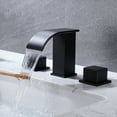 thumbnail image 5 of Waterfall Bathroom Sink Faucet Black - Widespread 2 Handle 8 Inch 3 Hole Bathroom Sink Faucet, Basin Faucet Mixer Taps with cUPC Faucet Supply Line Hoses for Bathroom Restroom Vanity Lavatory, 5 of 8