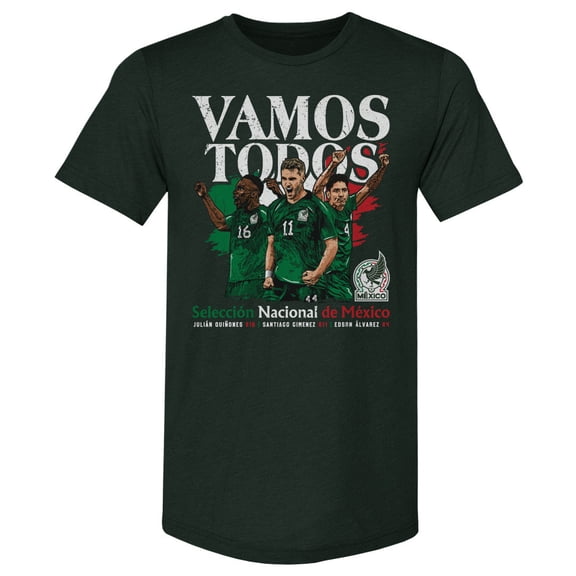 Men's 500 Level Forest Green Mexico National Team Vamos Todos Juli-n Qui-ones, Santiago Gim-nez & Edson -lvarez T-Shirt